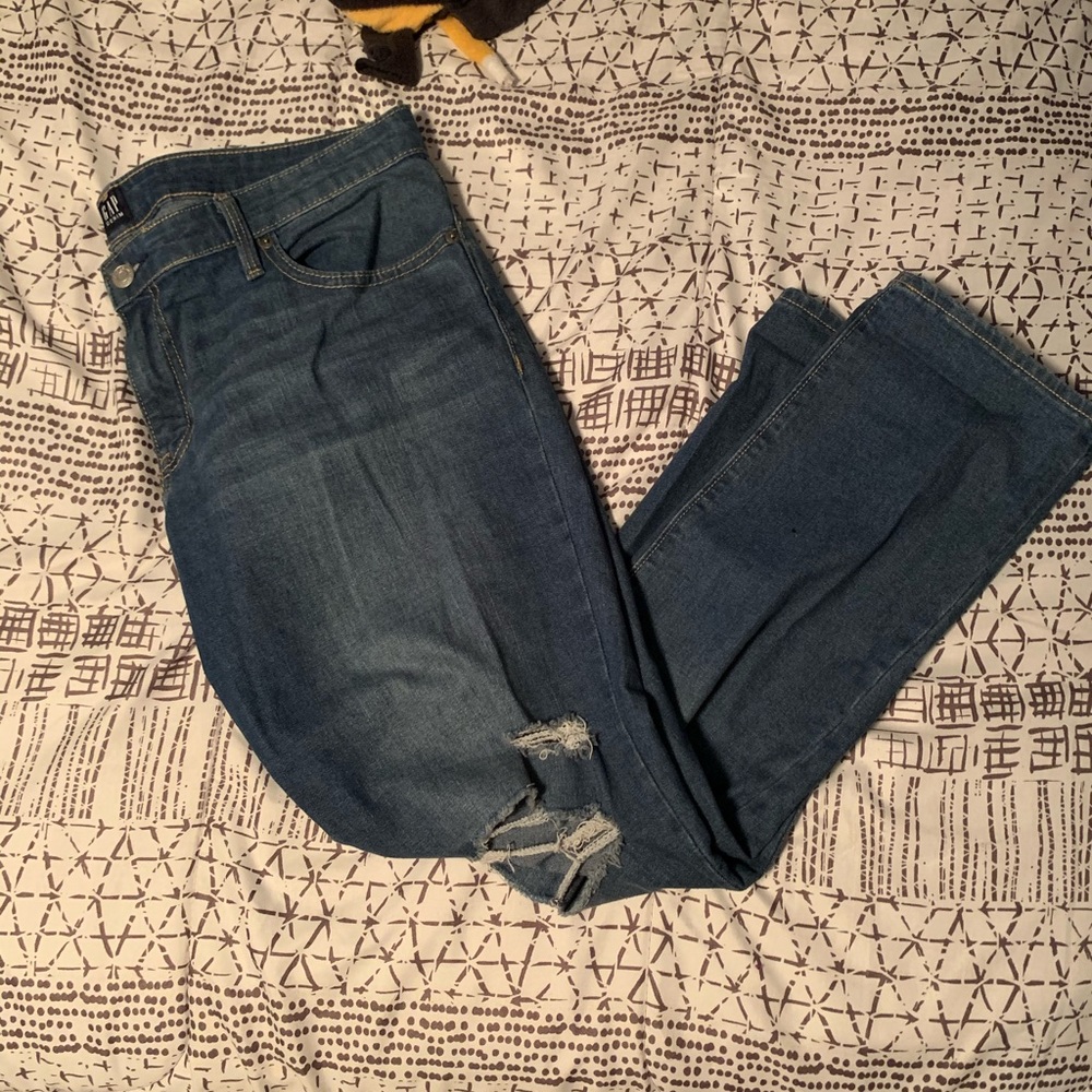 GAP Lightly Distressed Mid Rise Girlfriend Jeans